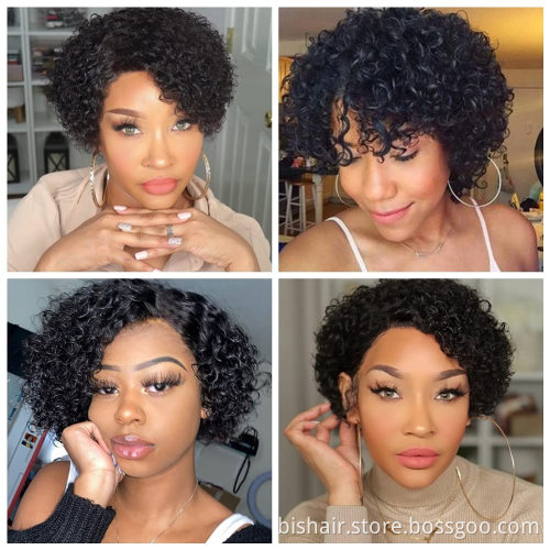 Unprocessed virgin Brazilian cuticle aligned hair cuticle aligned bundles raw shrot kinky curly  human hair wigs